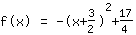 f(x)=-1*(x+3/2)^2+17/4