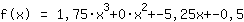 f(x)=1*1.75*x^3+1*0*x^2+1*-5.25*x+1*-0.5